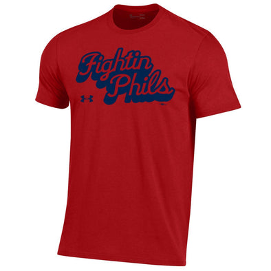 Red UA Fightin Phils Tee with Slant Script