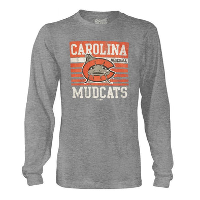 Carolina Mudcats Streaky Grey Block Long Sleeve Tee
