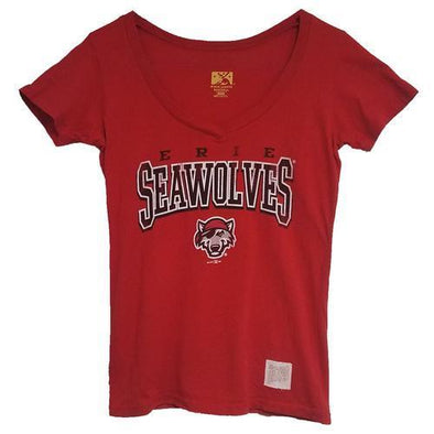 Erie SeaWolves Retro Brand Red SeaWolves V-Neck