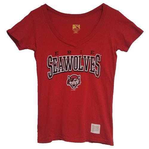 Erie SeaWolves Retro Brand Red SeaWolves V-Neck