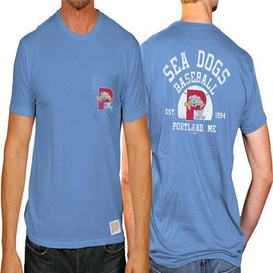 Portland Sea Dogs 2-Sided Pocket Tee - Light Blue