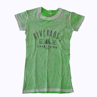 Charleston RiverDogs Women's Neon Green Tee