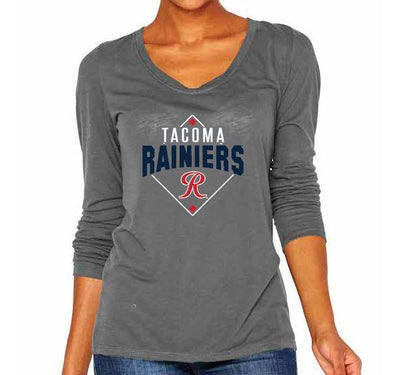 Tacoma Rainiers Gray Women's Long Sleeve Scoop