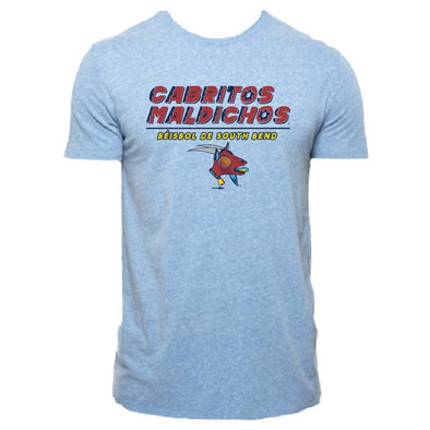 Cabritos Maldichos Camiseta Tri-Mezcla para Los Hombres. Azul Claro