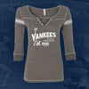 Staten Island Yankees MV Sport Ladies Grey/Blue 3/4 Sleeve T-Shirt