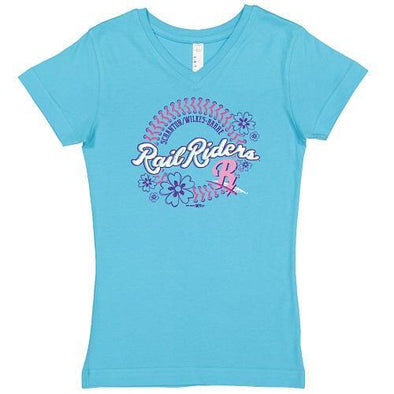 Youth Girls V-Neck RailRiders Aqua T-Shirt