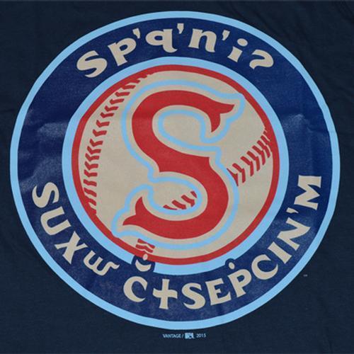 Spokane Indians Navy Salish Logo Tee