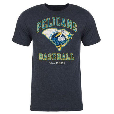 MYRTLE BEACH PELICANS 108STITCHES NAVY STATE TEE