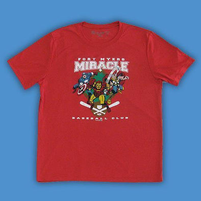 Fort Myers Miracle Youth Red Performance Marvel Tee