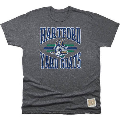 Hartford Yard Goats Retro Brand Men's Striped Tee in Charcoal