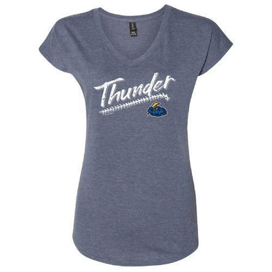 Trenton Thunder Women's Heather Navy Tri-blend V-neck tee