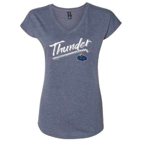 Trenton Thunder Women's Heather Navy Tri-blend V-neck tee