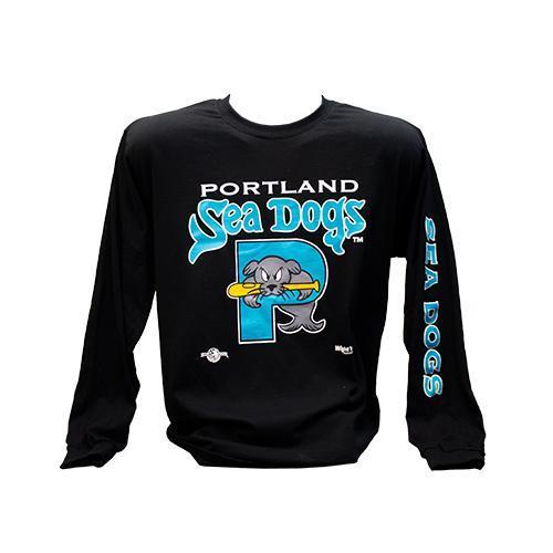 Portland Sea Dogs Retro Teal Logo Long Sleeve Tee - Adult