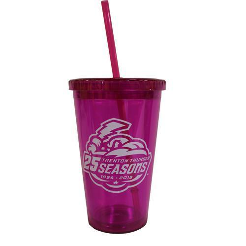 Trenton Thunder 25th Season Pink Straw Cup
