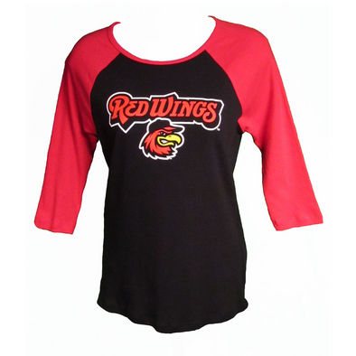 Rochester Red Wings Women's Red and Black Baseball Tee