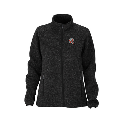 Women's Full Zip Jacket with Speckled Gray Coloring and Feather R Logo