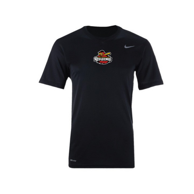 Black Nike Dri-Fit Tee with Red Wings Primary Logo