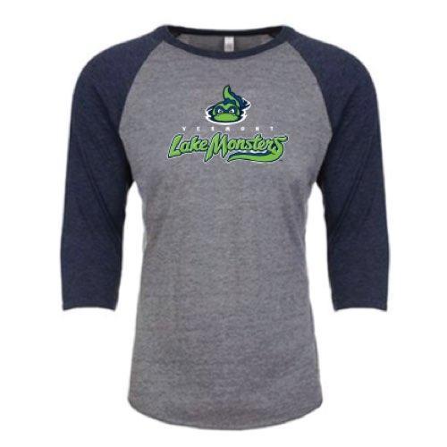 Vermont Lake Monsters 3/4 Length Long Sleeve Raglan Primary Logo Shirt