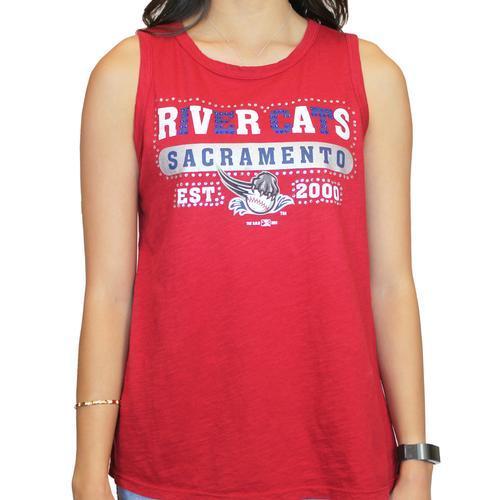 VEGAS BLING TANK RED, SACRAMENTO RIVER CATS