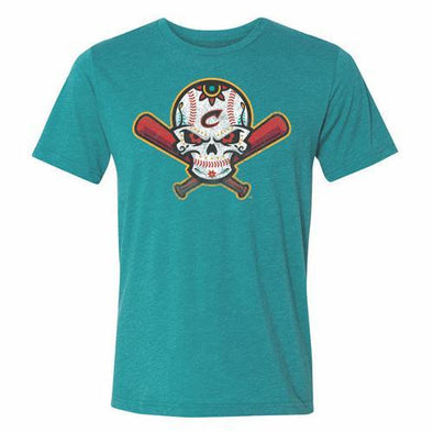 Columbus Clippers 108 Stitches Teal Skull Tee