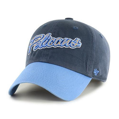 Myrtle Beach Pelicans 47 BRAND VINTAGE NAVY & PERIWINKLE SCRIPT CLEAN UP