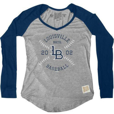 Louisville Bats Women's V-Neck Raglan Stitches in Navy