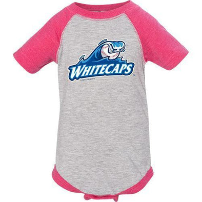 West Michigan Whitecaps Infant Pink/Grey Baseball Onesie