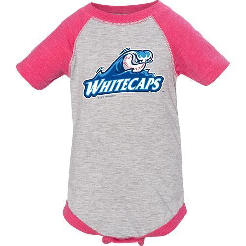 West Michigan Whitecaps Infant Pink/Grey Baseball Onesie