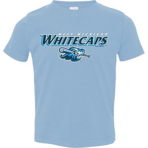 West Michigan Whitecaps Toddler Light Blue Wave/Bat Tee