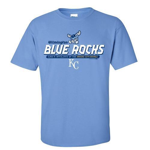 Wilmington Blue Rocks Adult Car. Blue Affiliate Allie Tee