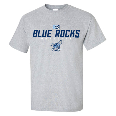 Wilmington Blue Rocks Adult Sport Gray Fess Tee