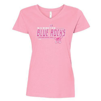 Wilmington Blue Rocks Ladies Pink Just V-Neck Tee