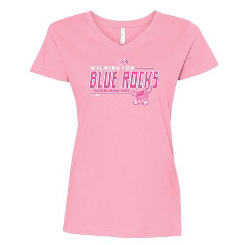 Wilmington Blue Rocks Ladies Pink Just V-Neck Tee