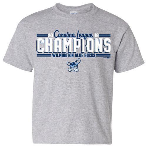 Wilmington Blue Rocks Youth Gray 2019 Carolina League Champions Tee