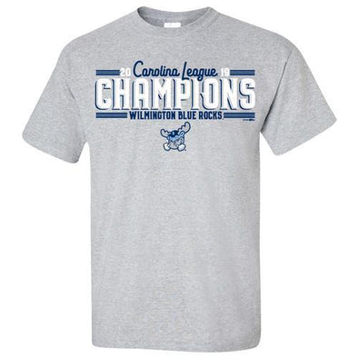Wilmington Blue Rocks Adult Gray 2019 Carolina League Champions Tee