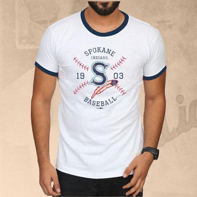 Spokane Indians White w/Navy Ringer Tee