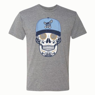Wilmington Blue Rocks Adult Gray Sugar Skull Tee