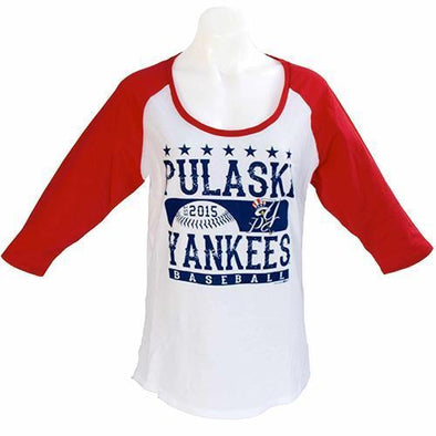 Pulaski Yankees Women's Pulaski Yankees 3/4 Sleeve Shirt - White/Red