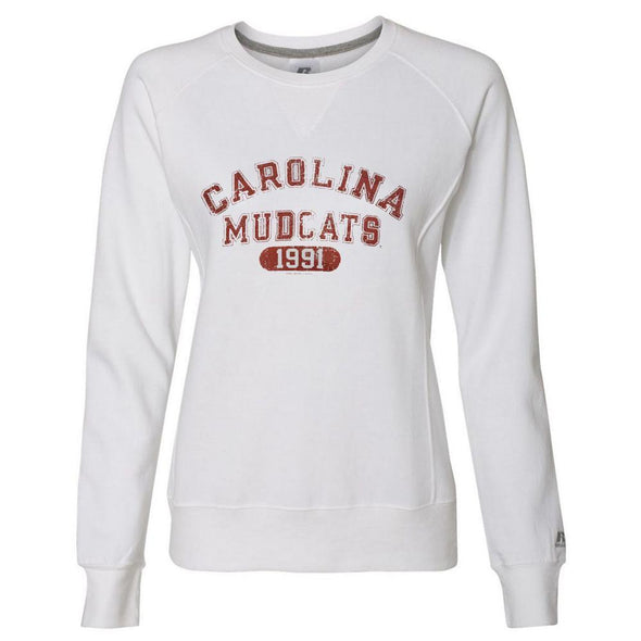 Carolina Mudcats Women's White Fleece Crew Neck