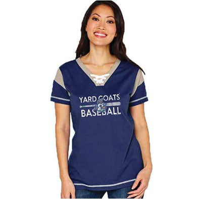Hartford Yard Goats Soft as a Grape Women's Laced Up Tee in Navy