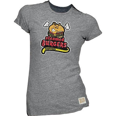 Hartford Steamed Cheeseburgers Women's Triblend Tee in Grey