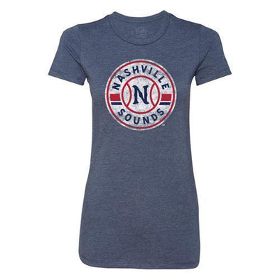 Nashville Sounds 108 Stitches Ladies Navy Primary Logo Tee