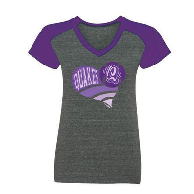 Rancho Cucamonga Quakes Youth Girls Heart Grape Raglan Tee