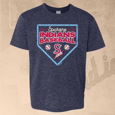 Spokane Indians Youth Heather Navy Framed Tee