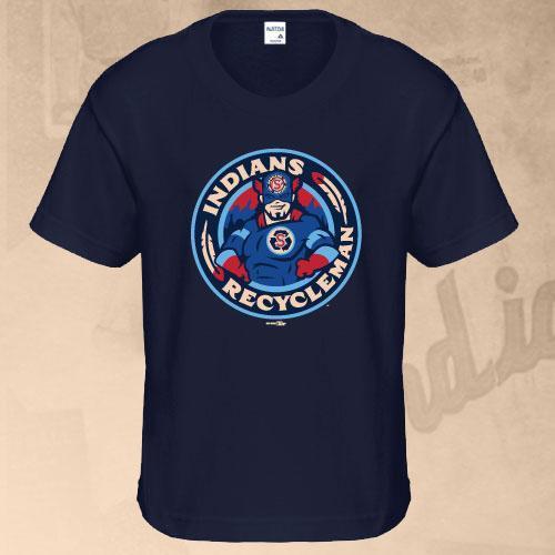 Spokane Indians Youth Navy Recycleman Logo Tee