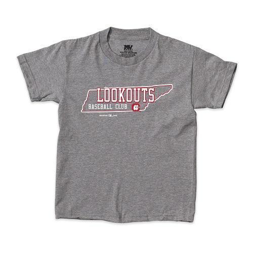 Chattanooga Lookouts Youth Classic State Outline Tee
