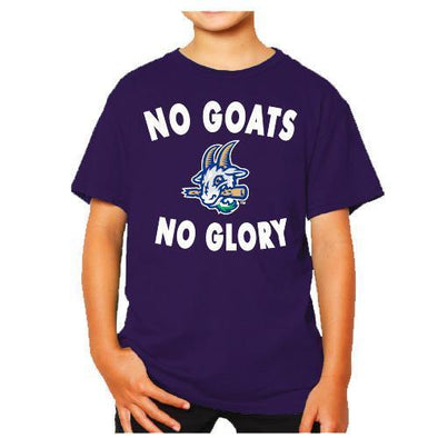 Hartford Yard Goats Retro Brand Youth No Goats No Glory Tee in Purple