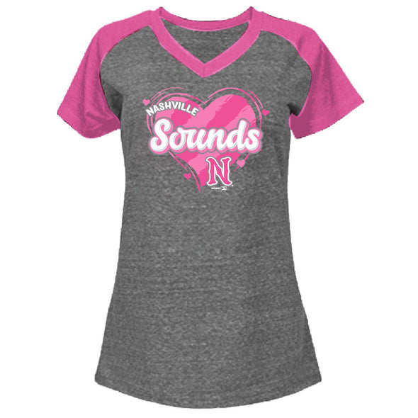 Nashville Sounds Youth Girls Workhorse Pink Raglan Tee