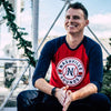 Nashville Sounds Primary Logo Red & Navy 3/4 Sleeve Baseball Raglan Tee