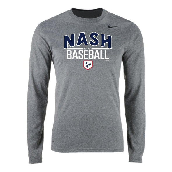 Nashville Sounds Nike Youth Grey Long Sleeve Dri-Fit Tee